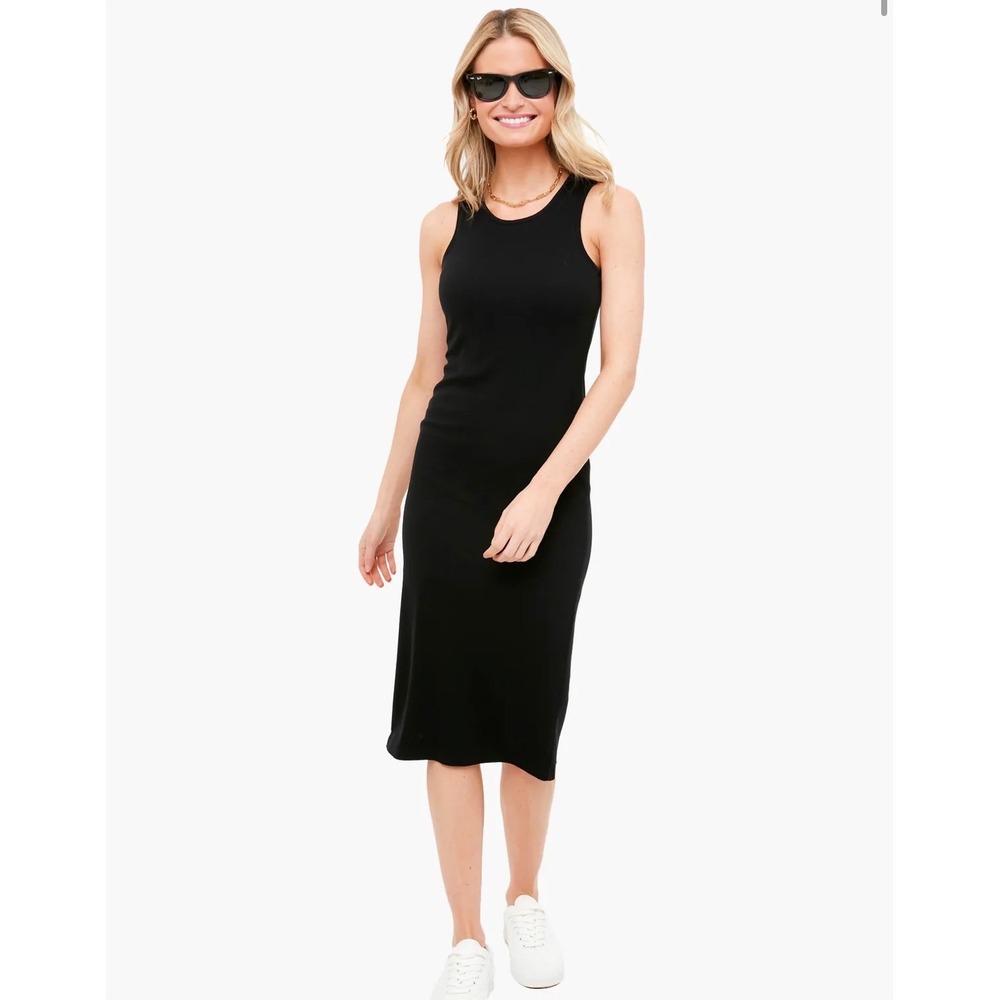Marine Layer Lexi Rib Daytime Midi Tank Dress Womens XS‎ Black Beach Casual